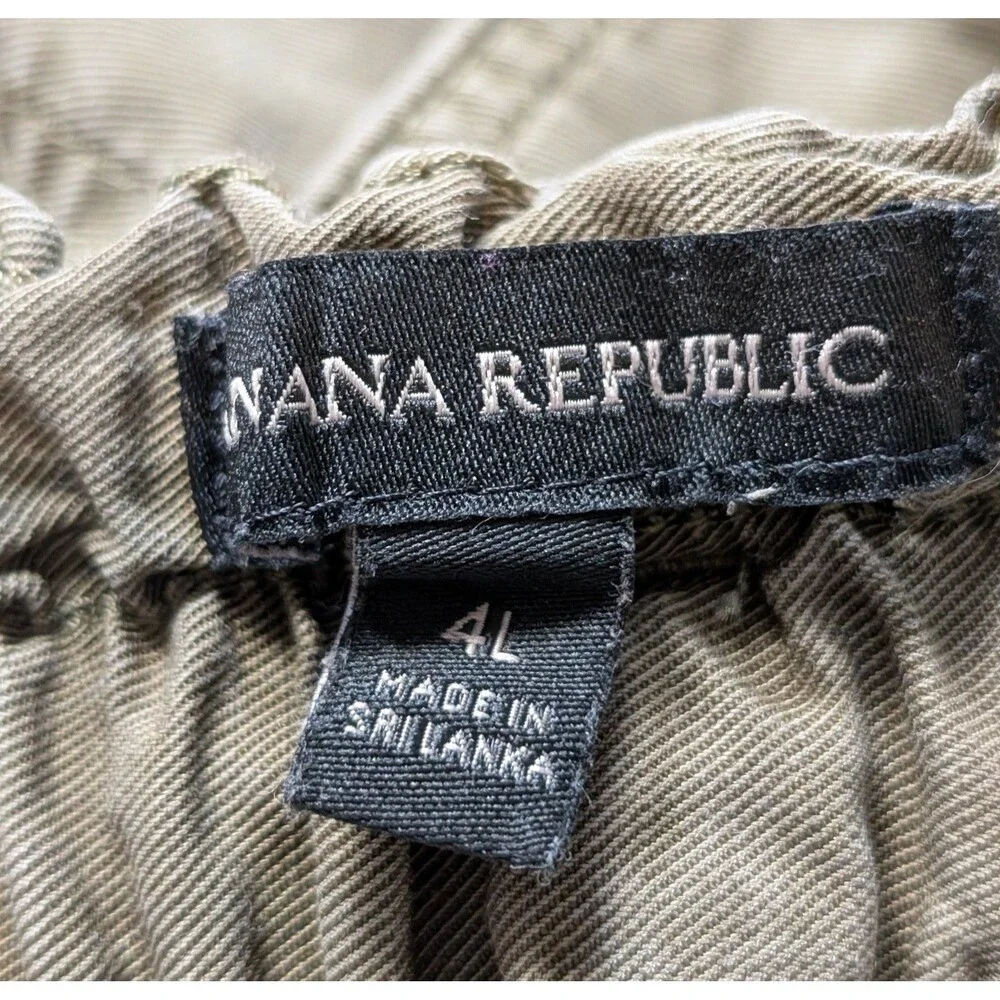 Banana Republic Size 4 L Cargo Pants Olive Green Lyocell Linen Blend Utility